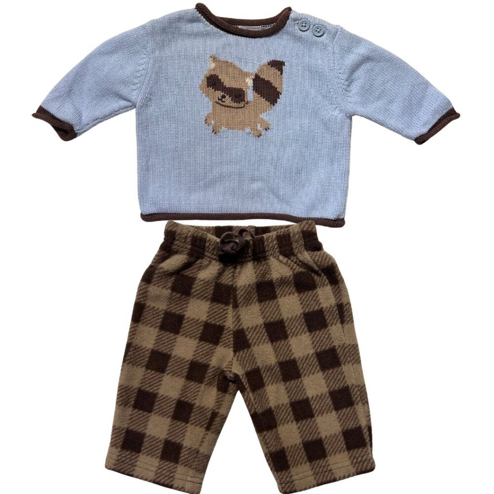 Gymboree Raccoon Sweater and Pants set, size 0-3 mo